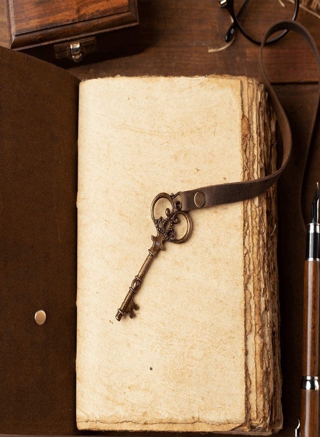 TUZECH Vintage Leather Journal - Antique Handmade Deckle Edge Vintage Paper Leather Bound Journal - Book of Shadows Journal - Leather Sketchbook - Drawing Journal (7x5 Inches) (Brown) - Image 3